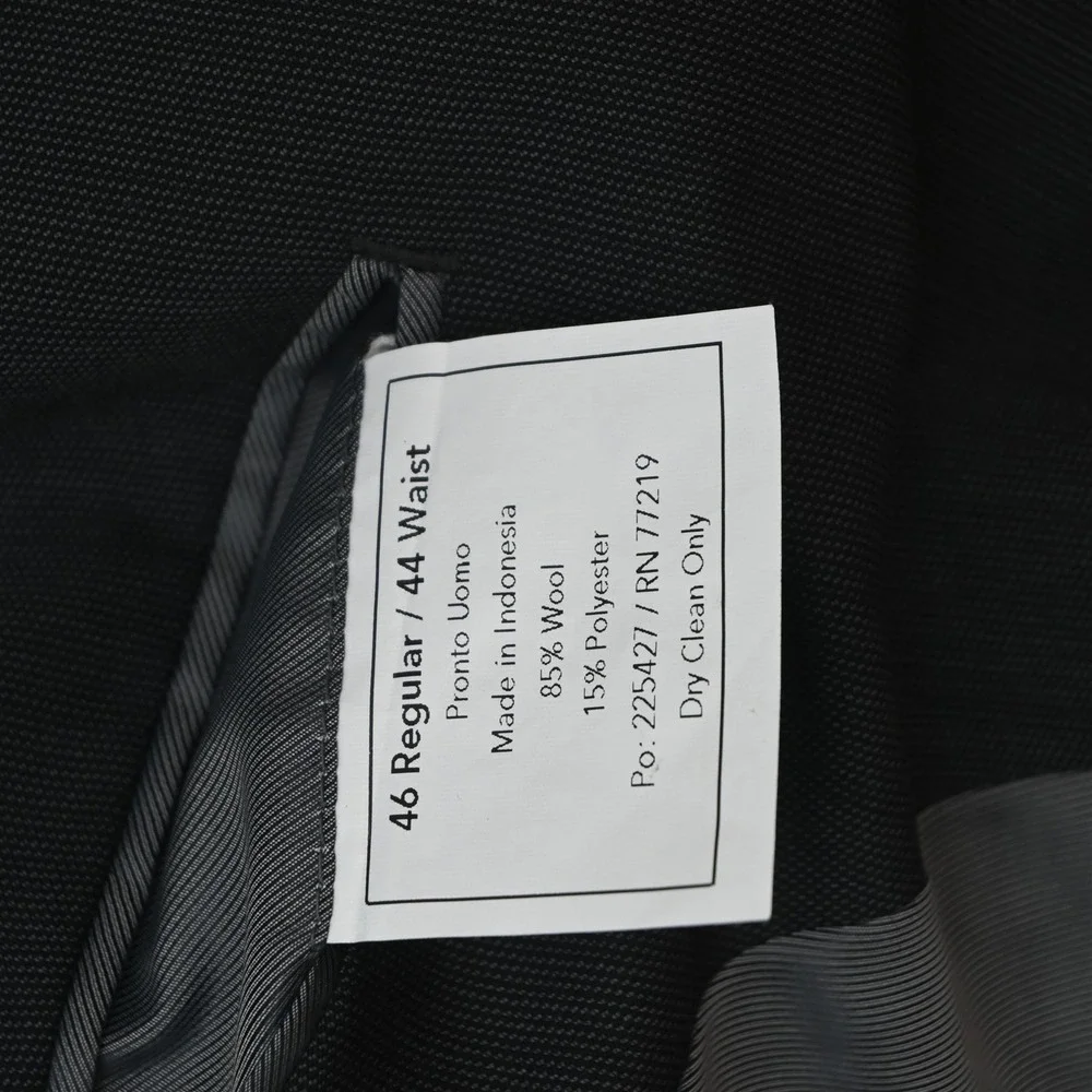 Pronto Uomo 46R 42x30 Gray Striped Wool Mens Jacket Pants Suit